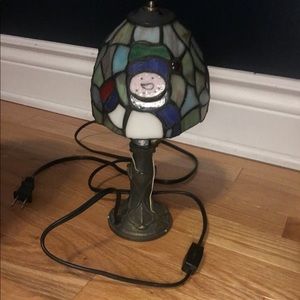 Stain glass snowman lamp
